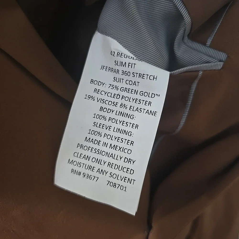 J Ferrar‎ Slim Fit 360 Stretch Knit Sport Coat Blazer Jacket English Toffee 42R